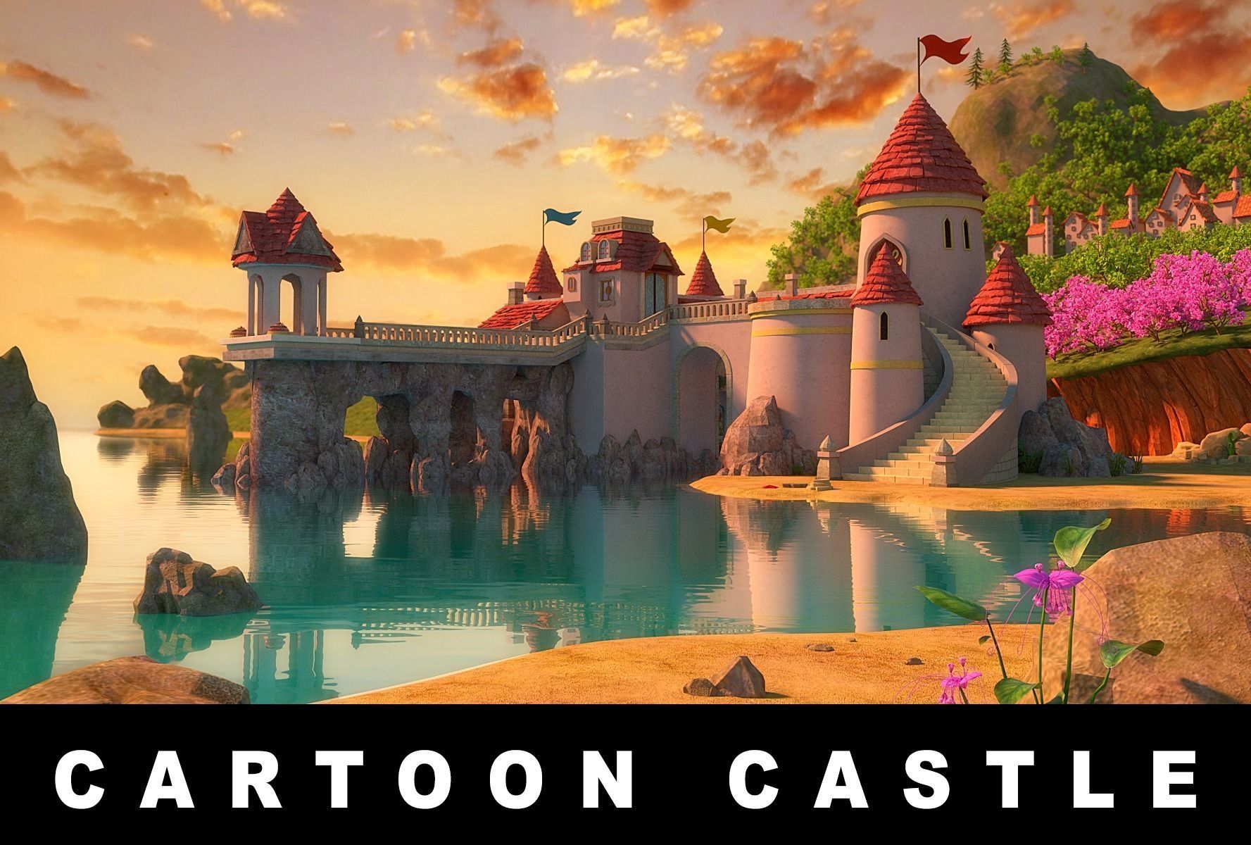 cartoon-castle-scene-3d-model